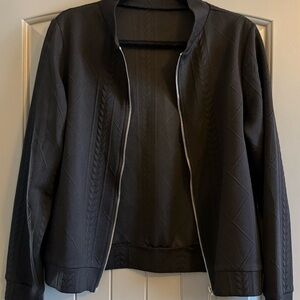 Black Quilted Bomber Jacket